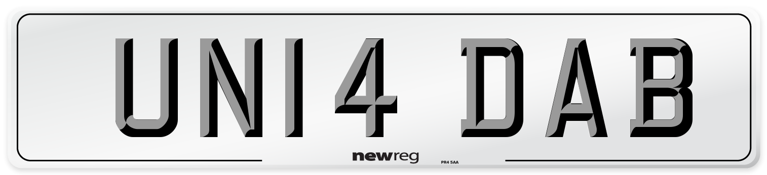 UN14 DAB Number Plate from New Reg